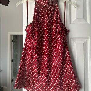 Chic burgundy red with cream design high neck Sleeveless Top